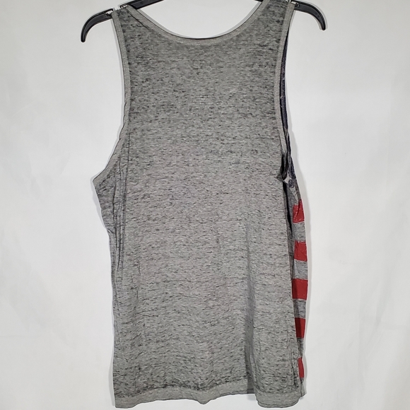 WELL WORN RED WHITE BLUE DISTRESSED AMERICAN FLAG PATRIOTIC TANK TOP - Picture 3 of 4